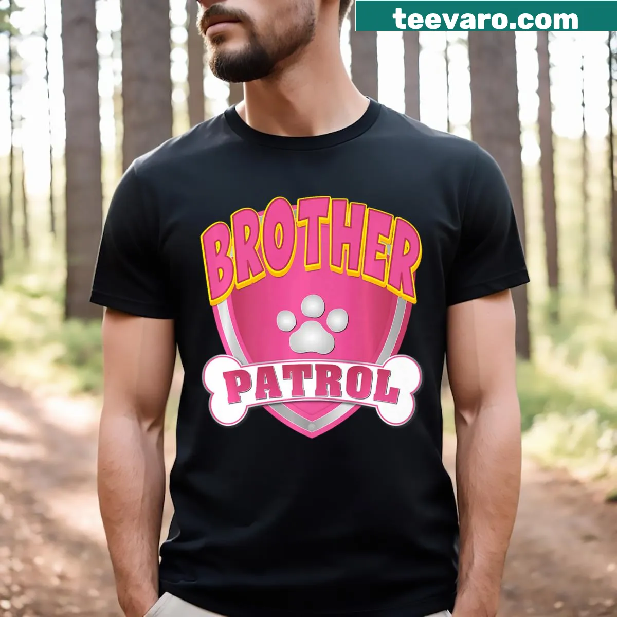 T-shirt for brothers of the birthday girl with dog paw design — on a men's t-shirt