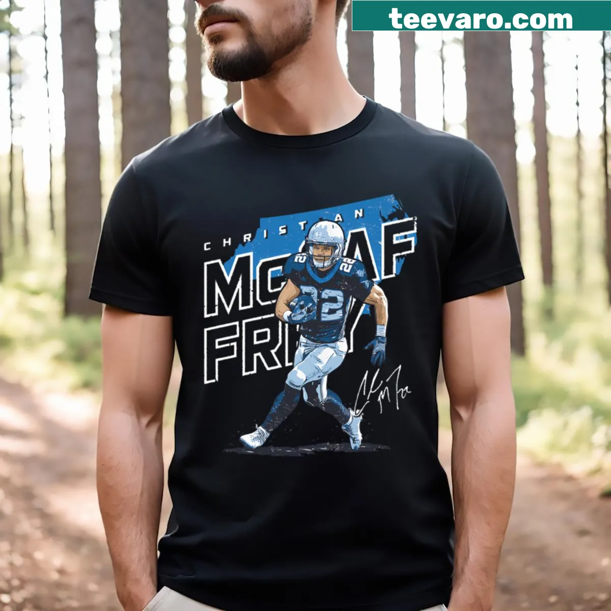 Illustrated player map of Christian McCaffrey on T-shirt — on a men's t-shirt