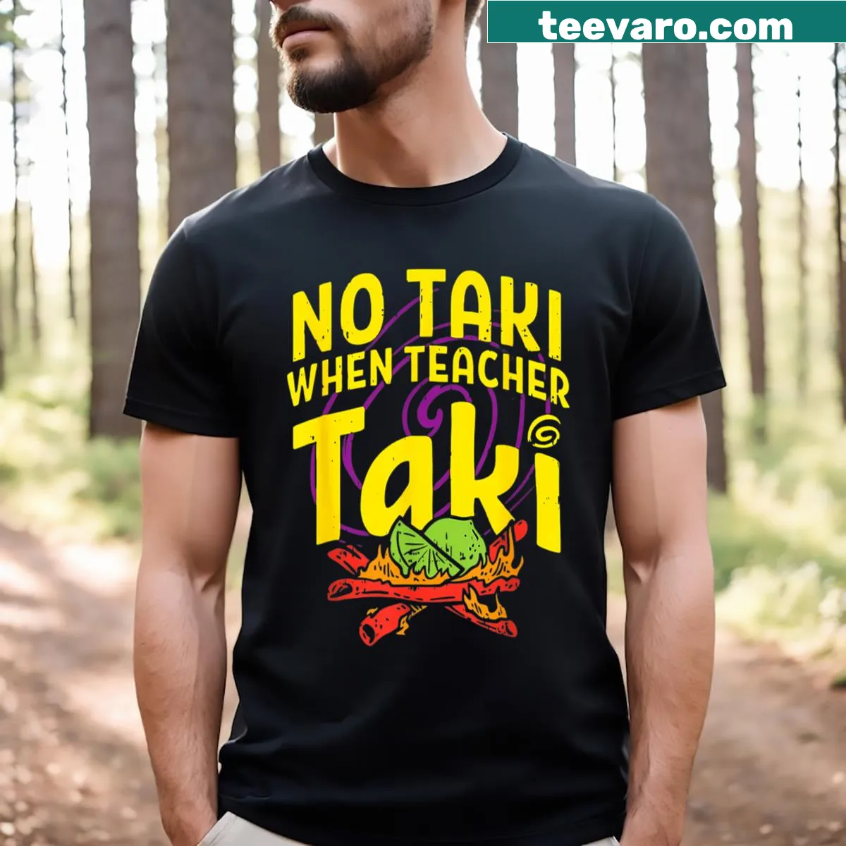 Funny teacher shirt with a Cinco De Mayo themed graphic — on a men's t-shirt