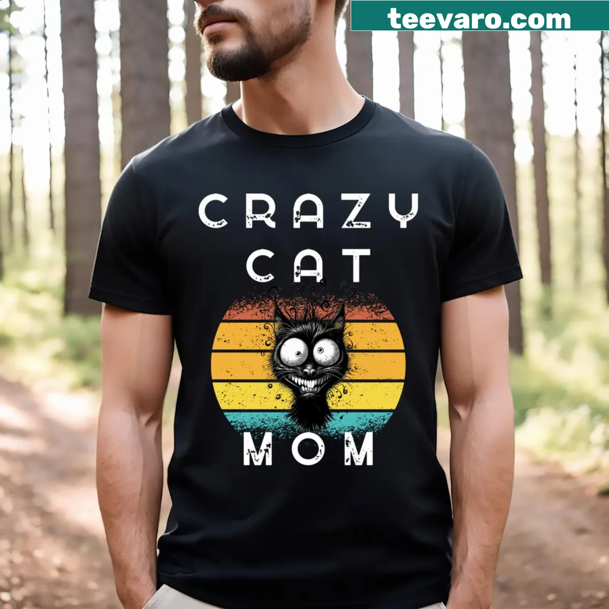 T-shirt declaring 'Crazy Cat Mom' for cat lovers — on a men's t-shirt