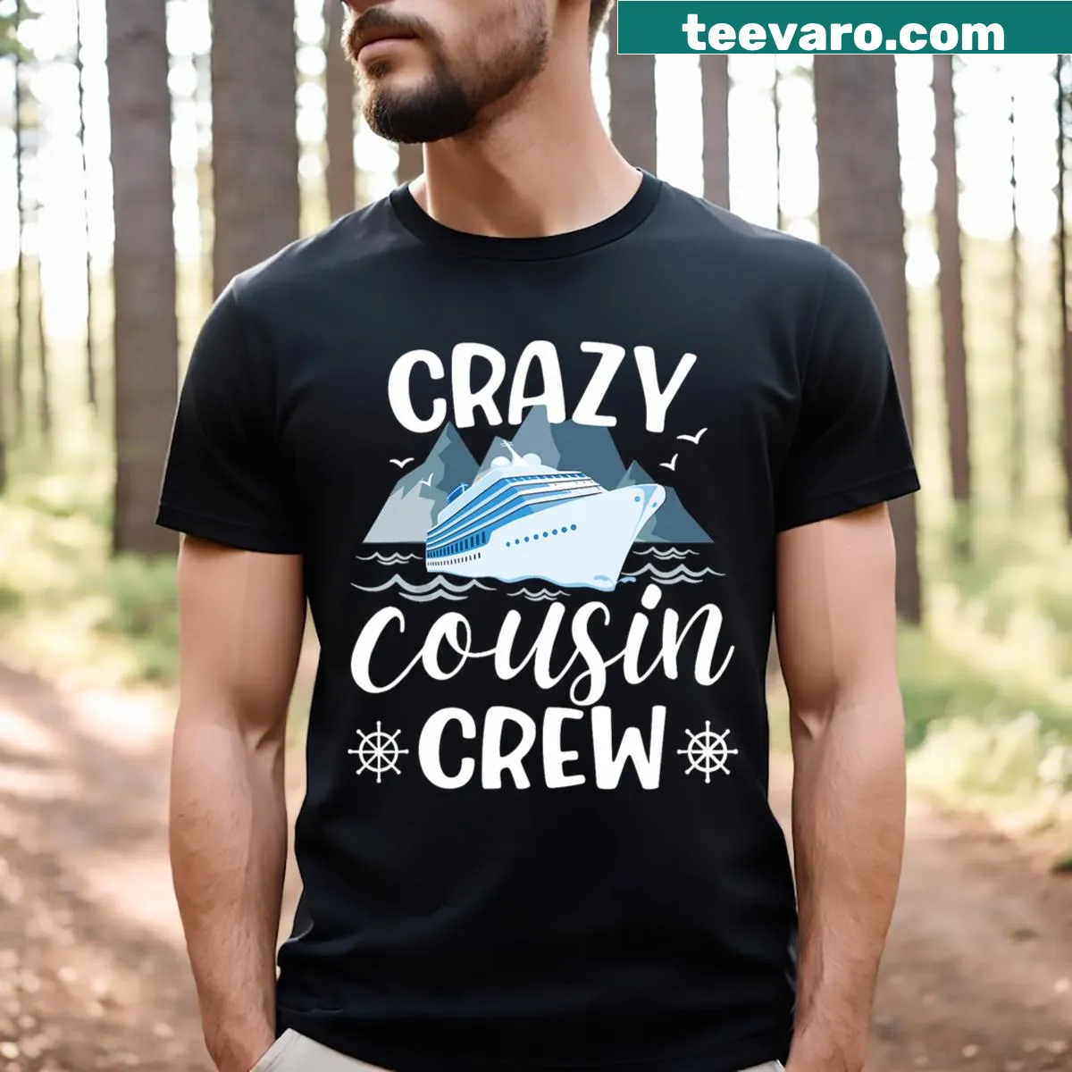 Cartoon graphic for family cousins on a casual shirt — on a men's t-shirt