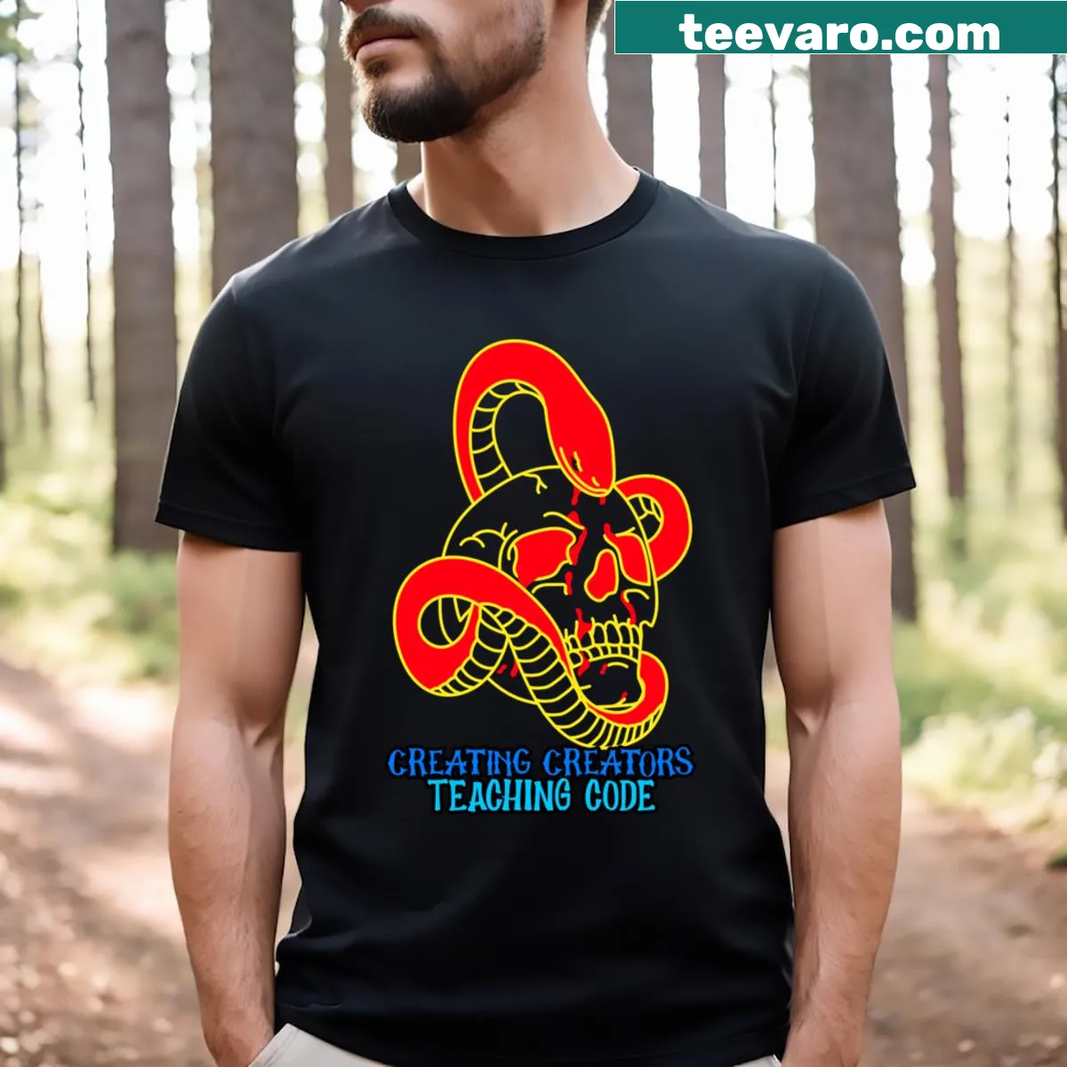 Inspirational t-shirt for teachers with coding message — on a men's t-shirt