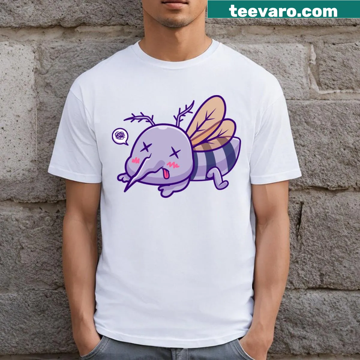 Cartoon graphic of a dead mosquito on a t-shirt — on a men's t-shirt