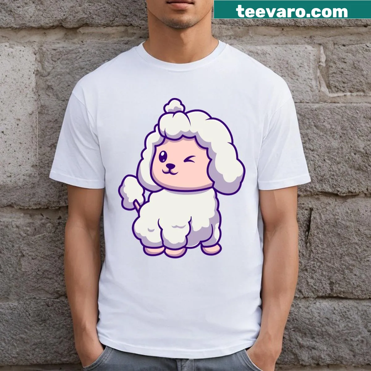 Cartoon poodle graphic on a cute t-shirt — on a men's t-shirt