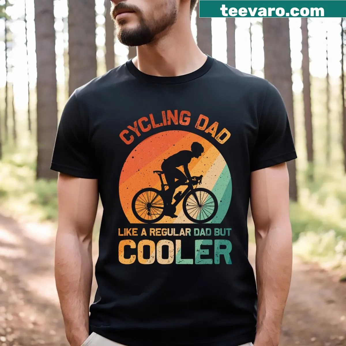 Illustration of a cyclist on a biking-themed t-shirt for dads — on a men's t-shirt