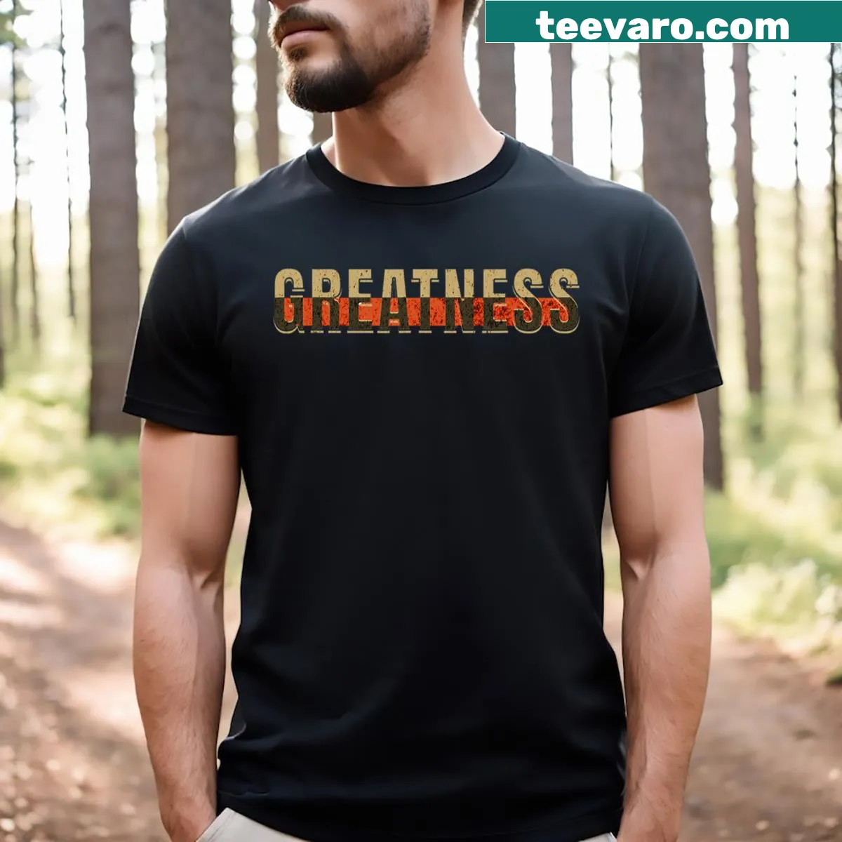 Empower Your Greatness T-shirt with motivational typography — on a men's t-shirt
