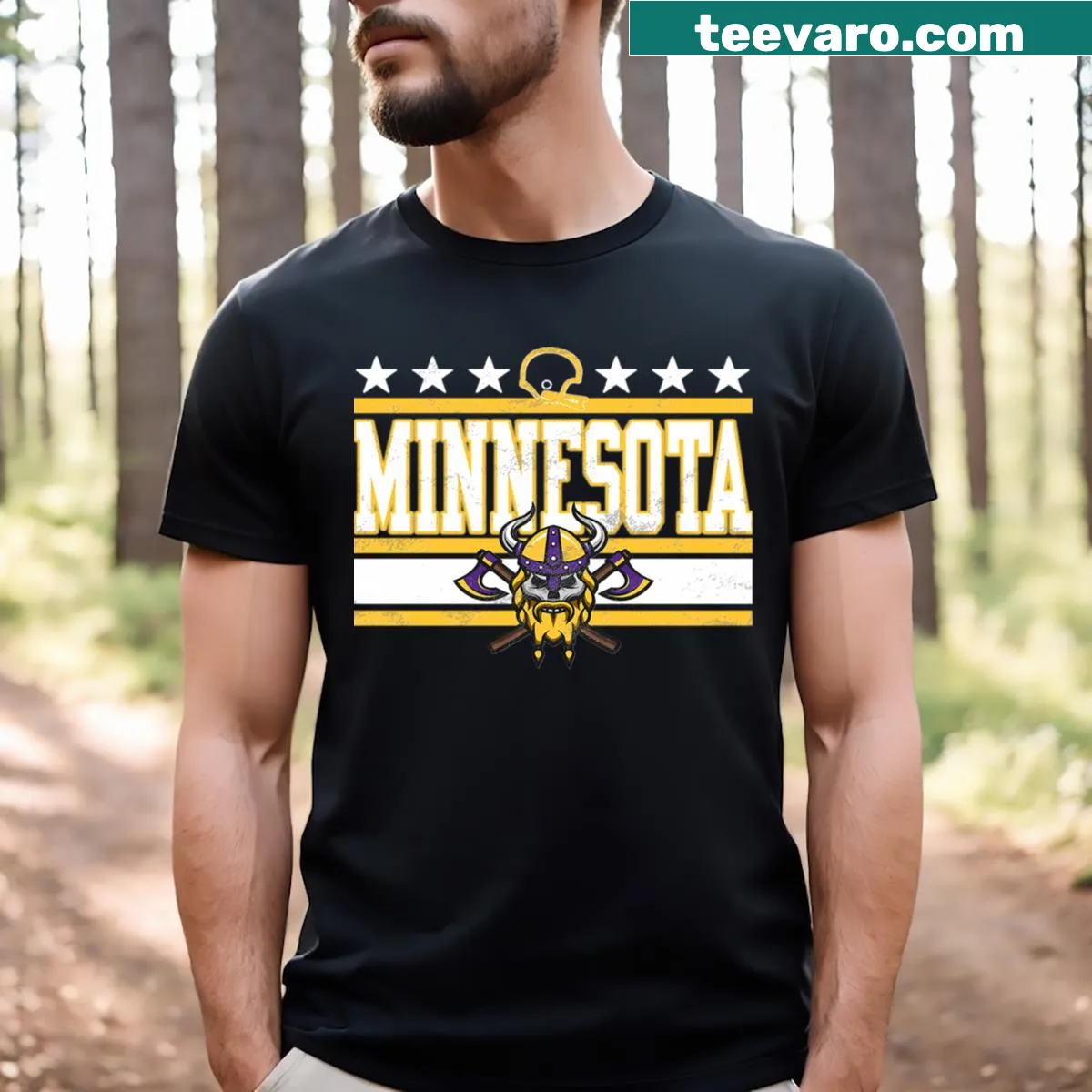 Minnesota Vikings t-shirt featuring iconic team logo — on a men's t-shirt