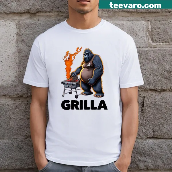 T-shirt featuring humorous BBQ Grilla graphic for cooking enthusiasts