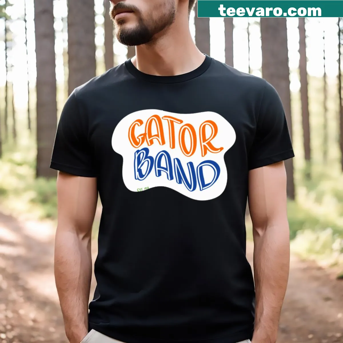 T-shirt featuring the Gator Band design — on a men's t-shirt