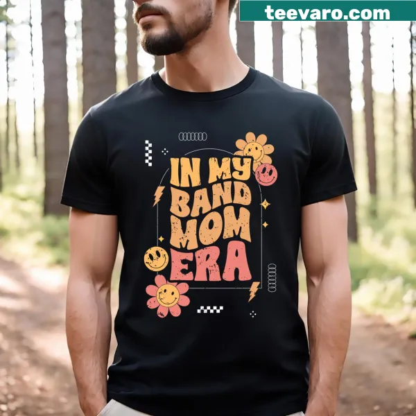 T-shirt celebrating band moms with groovy design