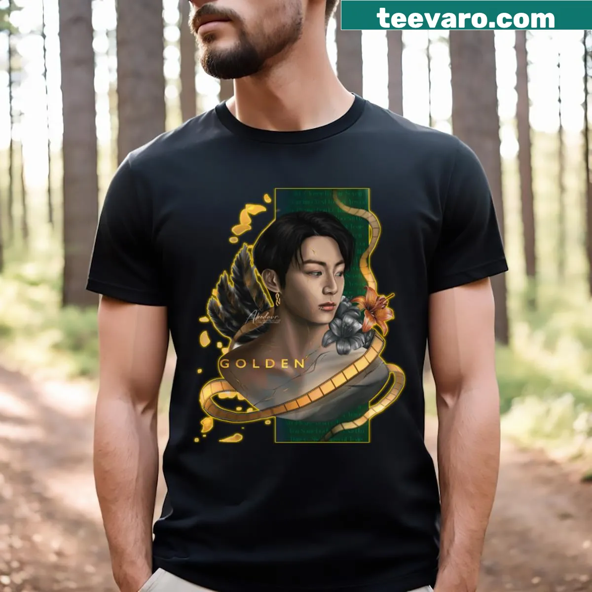 Trendy t-shirt featuring Jungkook's name — on a men's t-shirt