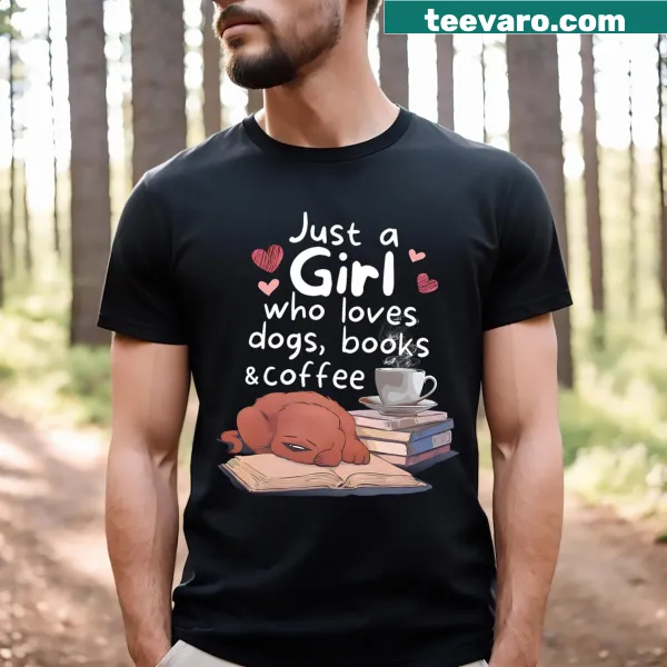 Cute T-shirt for dog lovers and bookworms featuring whimsical typography