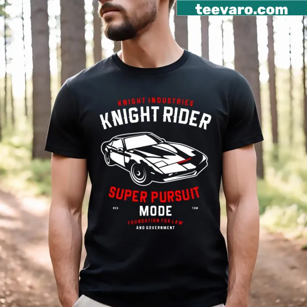 Illustrative t-shirt featuring KITT from Knight Rider