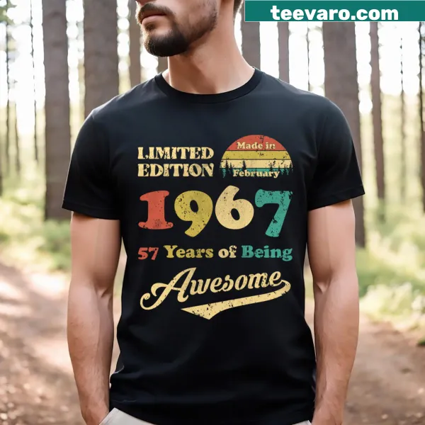 Vintage-style T-shirt celebrating 57 years of being awesome