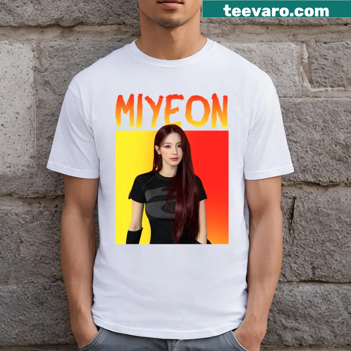 Miyeon G Idle T-shirt celebrating the artist's playful essence — on a men's t-shirt