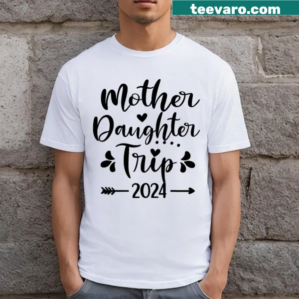 Mother Daughter Trip 2024 t-shirt with playful travel-themed graphics