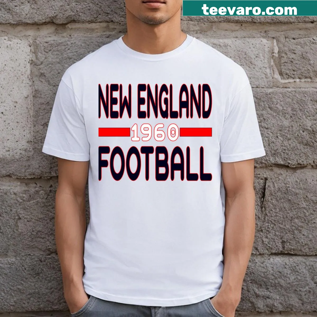 T-shirt celebrating New England football with team spirit design — on a men's t-shirt