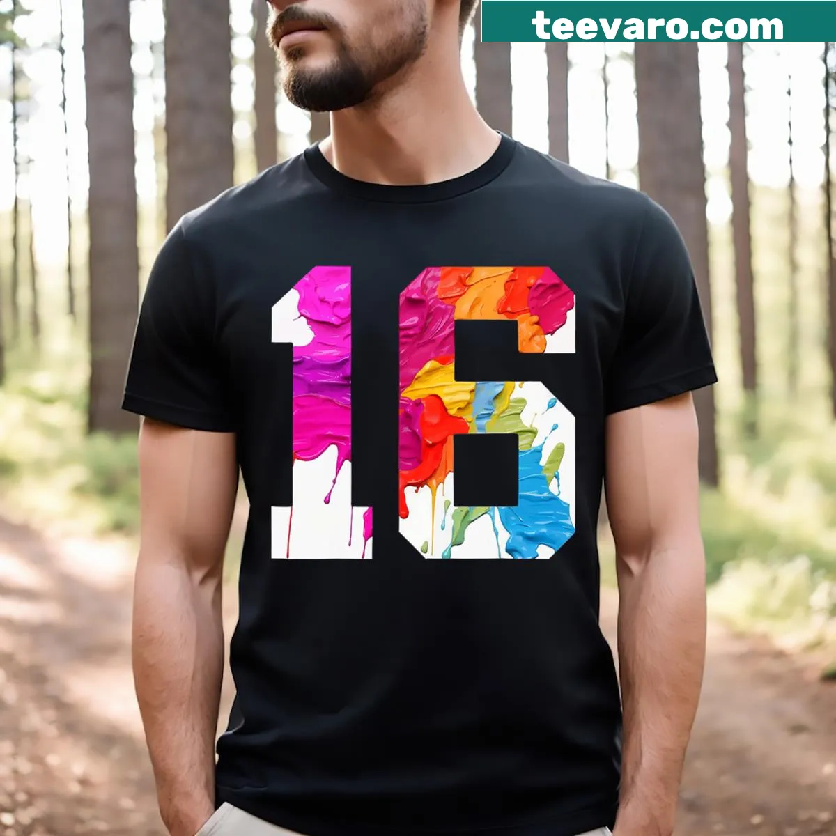 Birthday T-shirt for turning 16 years old — on a men's t-shirt
