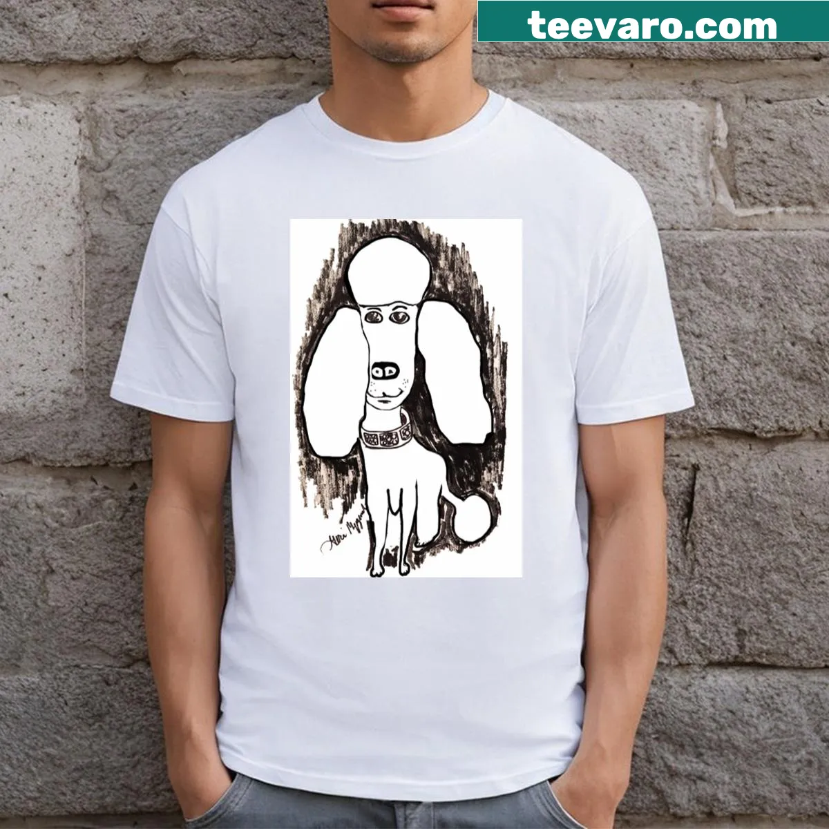 Illustration of a proud show dog poodle on a t-shirt — on a men's t-shirt