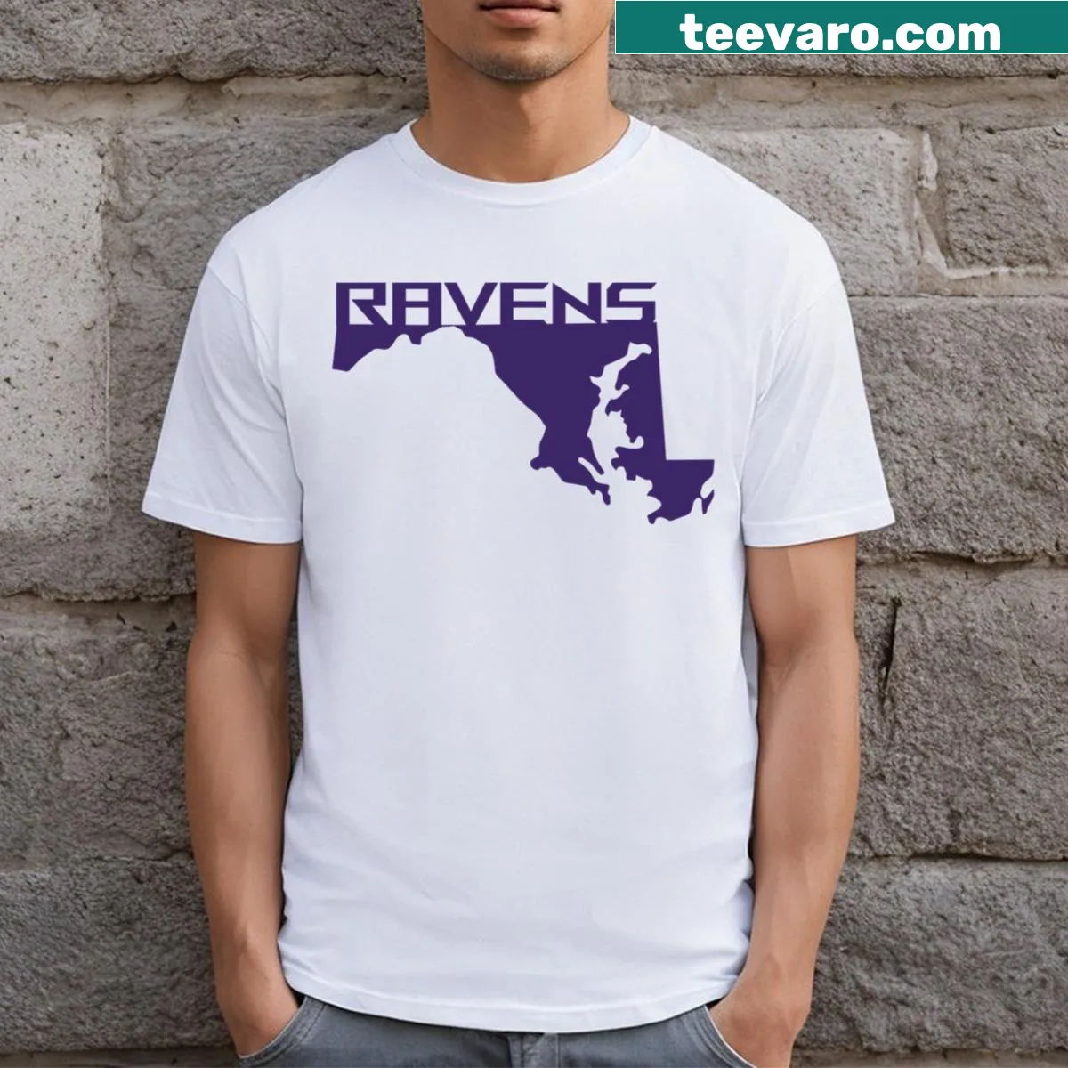 Illustration of a raven on a T-shirt, showcasing its bold posture — on a men's t-shirt
