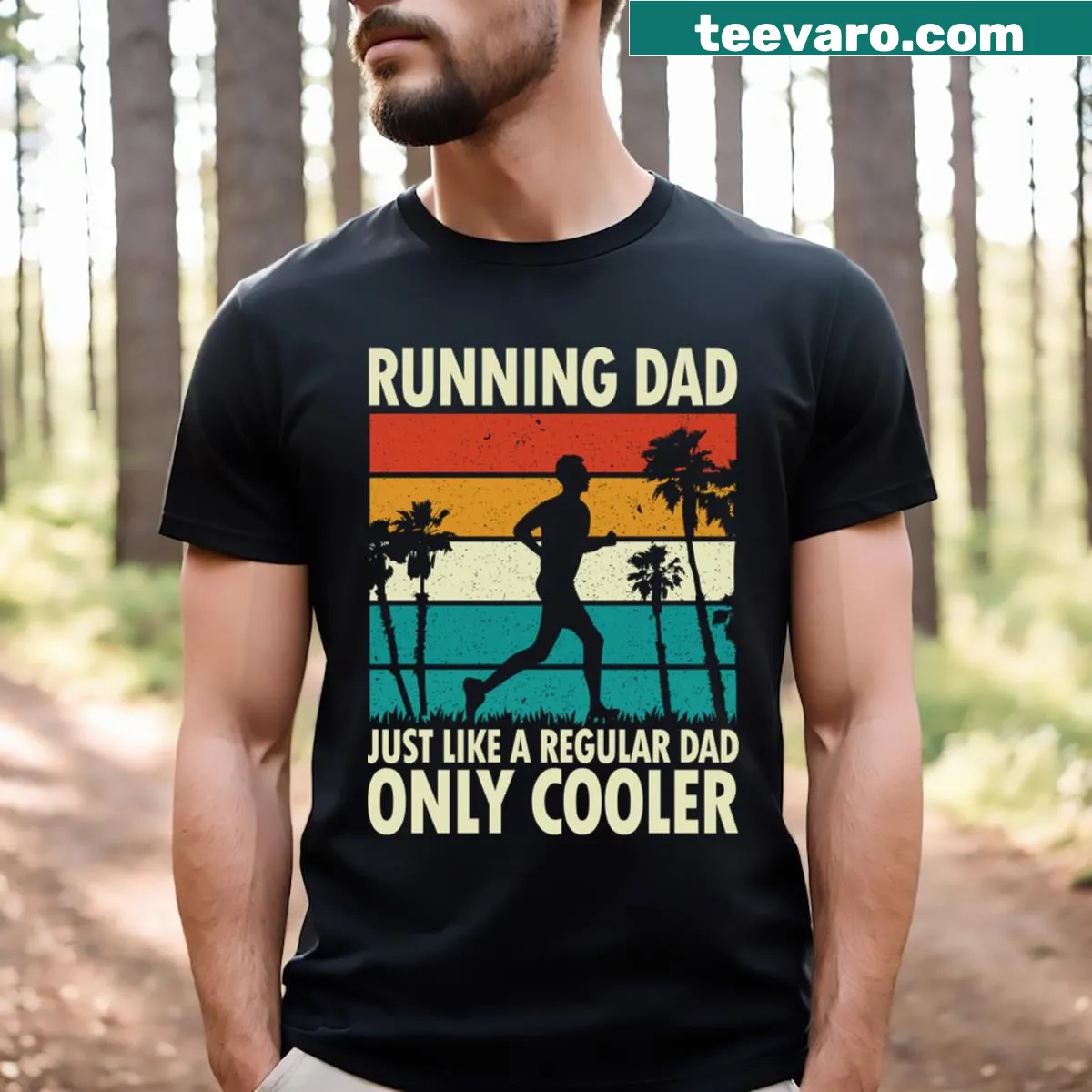 Humorous typography tee for running dads — on a men's t-shirt