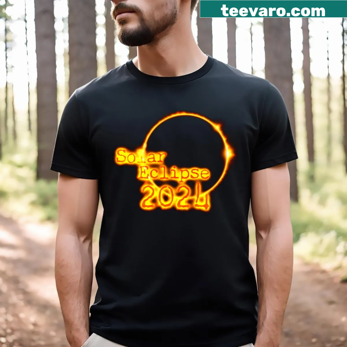 T-shirt featuring a design commemorating the 2024 Solar Eclipse — on a men's t-shirt