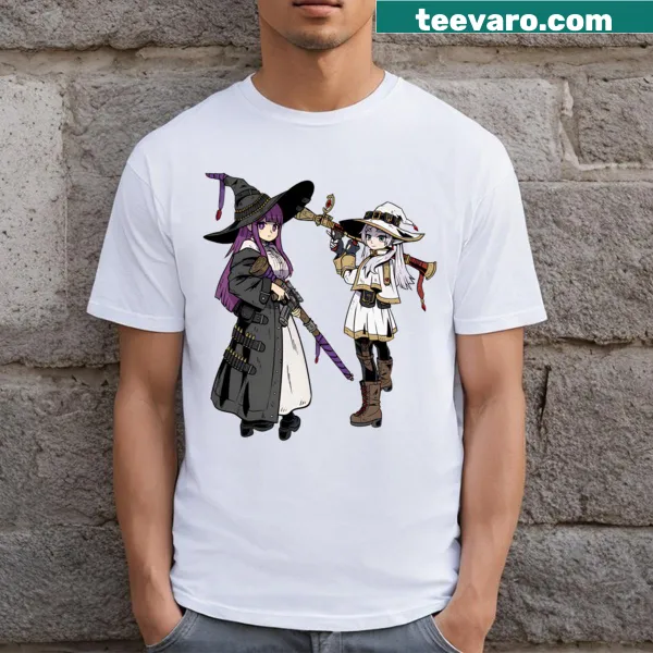 T-shirt featuring illustrations inspired by the series Sousou No Frieren.