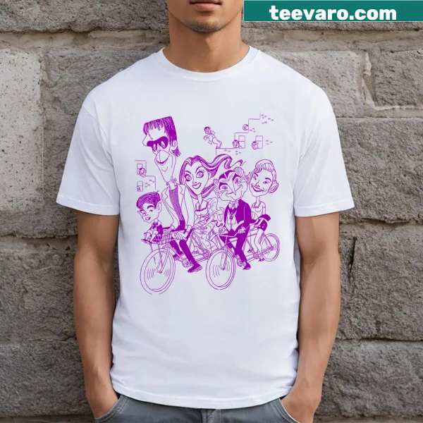 T-shirt featuring a whimsical family ride design for Halloween