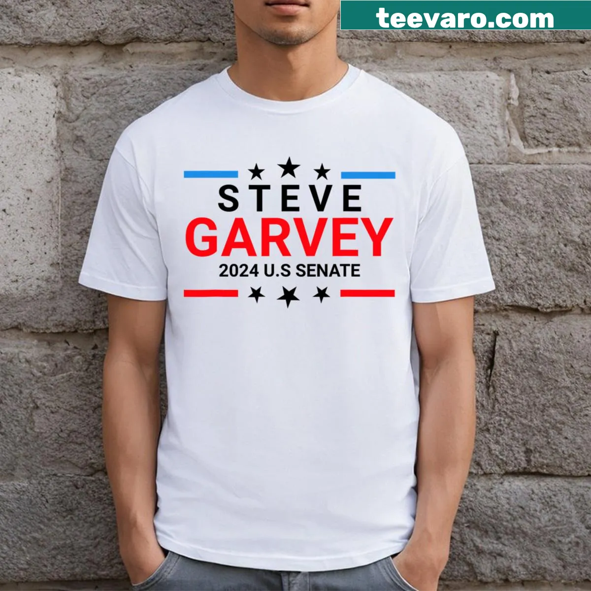 Steve Garvey 2024 Senate campaign t-shirt — on a men's t-shirt