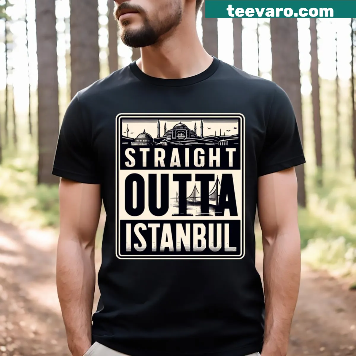 'Straight Outta Istanbul' graphic on a playful T-shirt — on a men's t-shirt