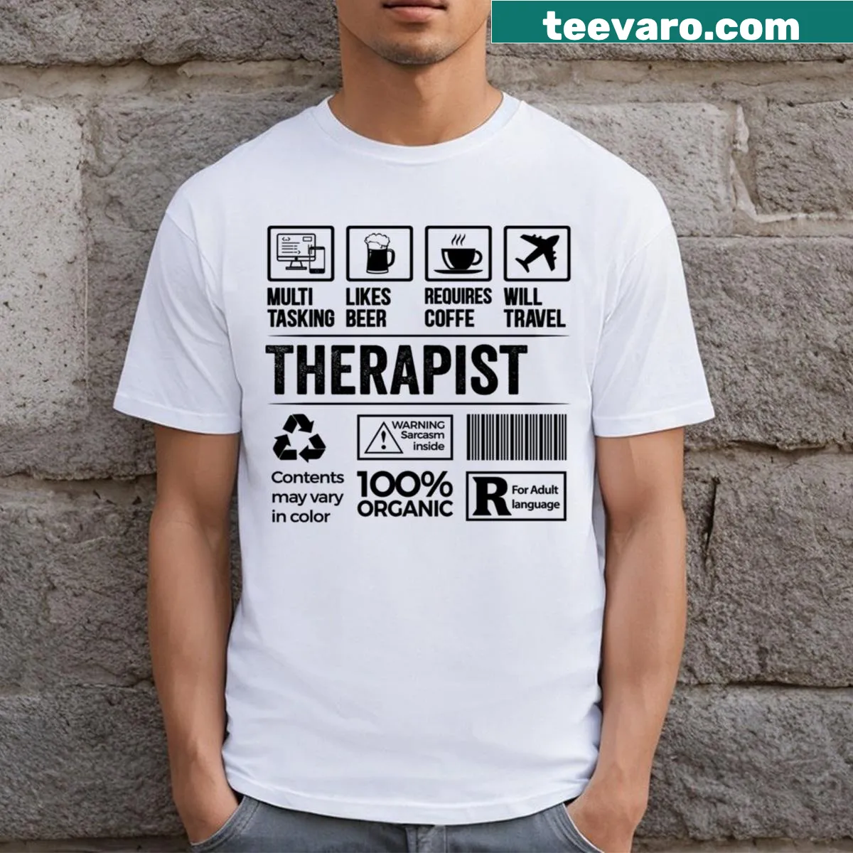 Funny therapist multitasking shirt design — on a men's t-shirt