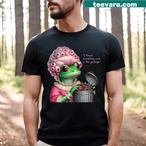 Humorous T-shirt featuring a quirky frog graphic