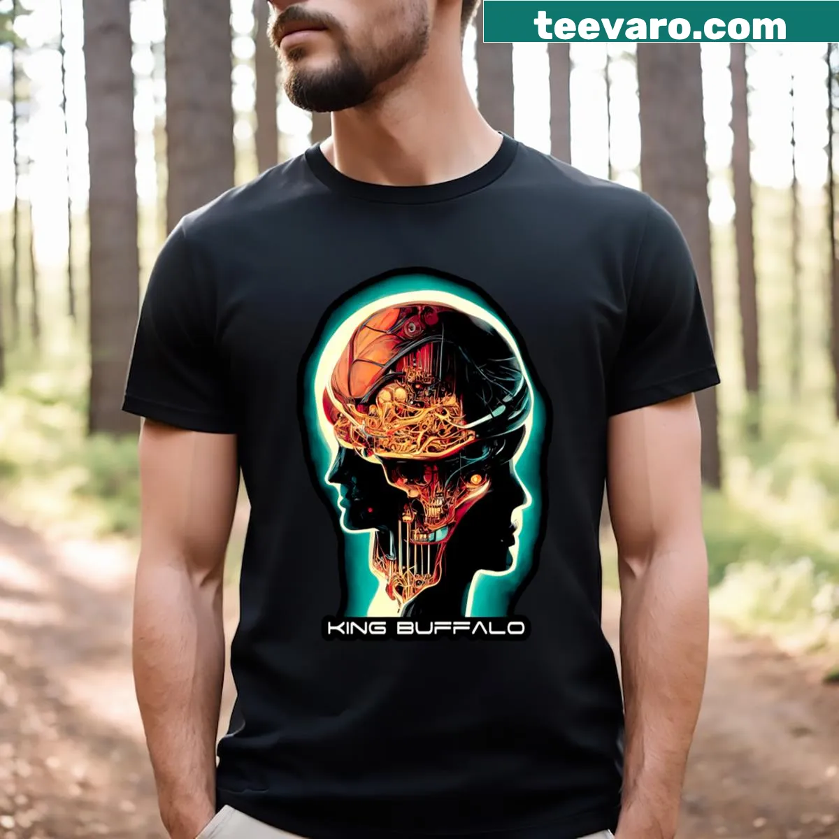 Abstract two-faced graphic on an edgy t-shirt — on a men's t-shirt