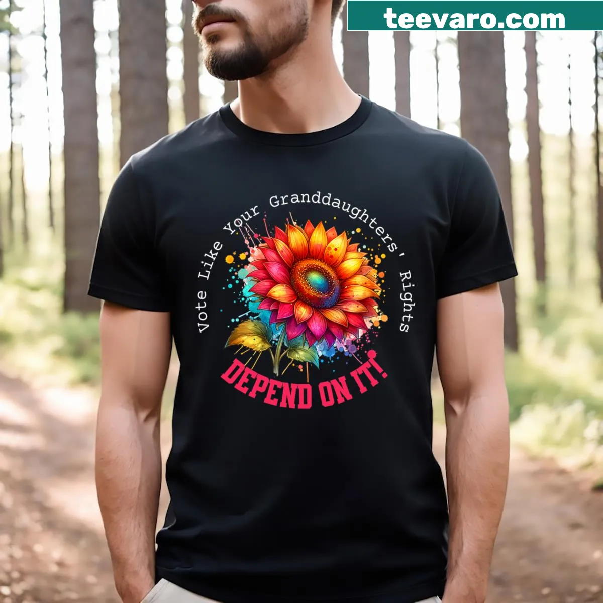 Empowering voting rights graphic T-shirt — on a men's t-shirt