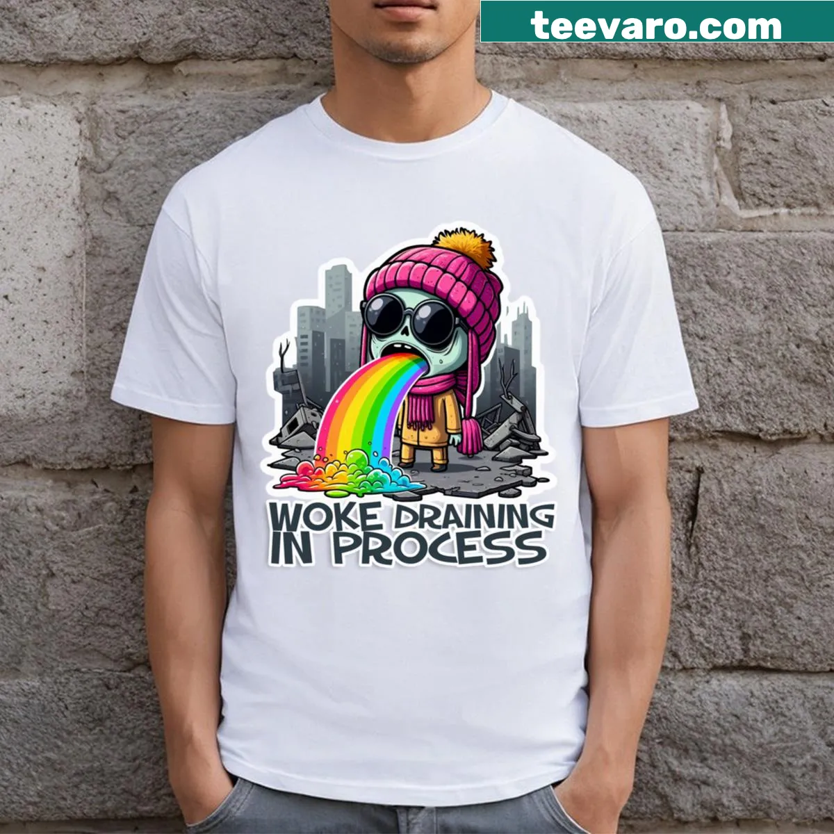 Woke Draining humorous slogan T-shirt — on a men's t-shirt