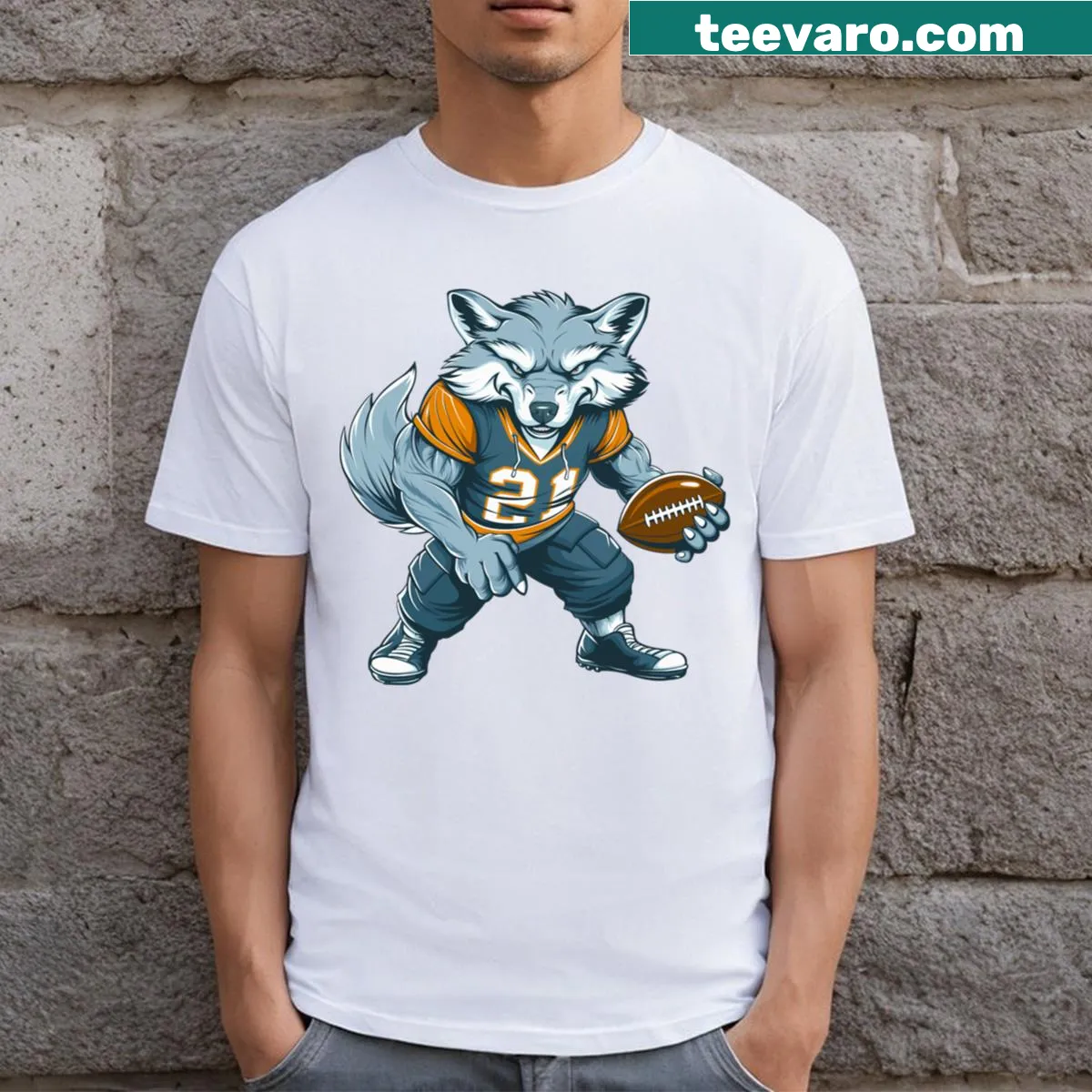 T-shirt featuring the name 'Wolves Football' for fans — on a men's t-shirt