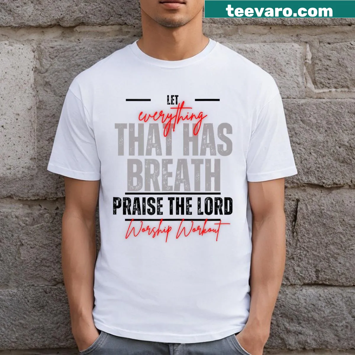 Inspirational workout top with motivational phrase — on a men's t-shirt