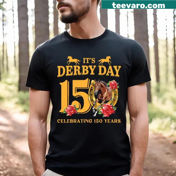 Vintage Derby Day tee with horse racing graphic for men