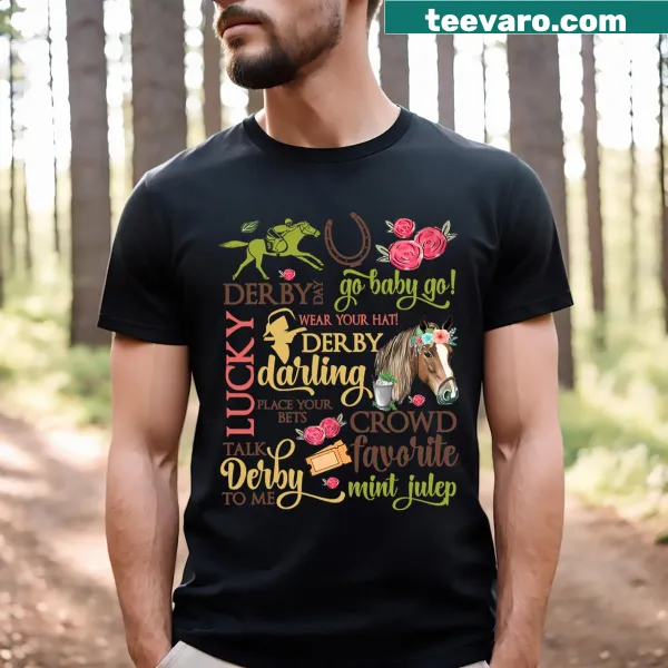 Vintage Kentucky Derby Day tee featuring classic horse racing design