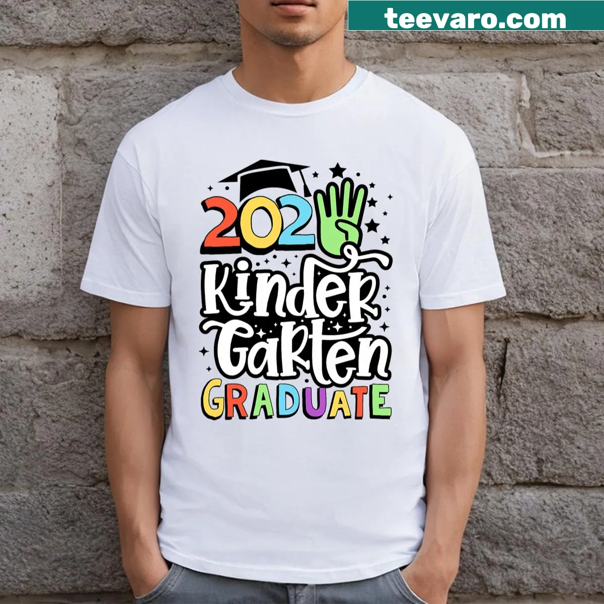 Graduation t-shirt for kindergarten graduates featuring 'Senior 2024' — on a men's t-shirt