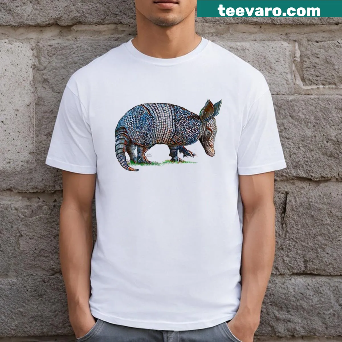 Cute Baby Armadillo illustration on a T-shirt — on a men's t-shirt
