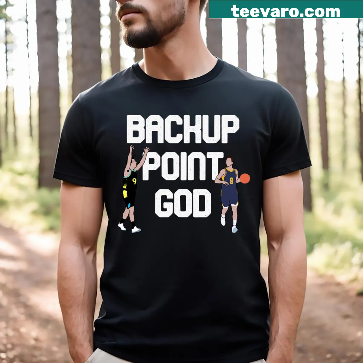 Playful Backup Point God T-shirt for basketball enthusiasts — on a men's t-shirt