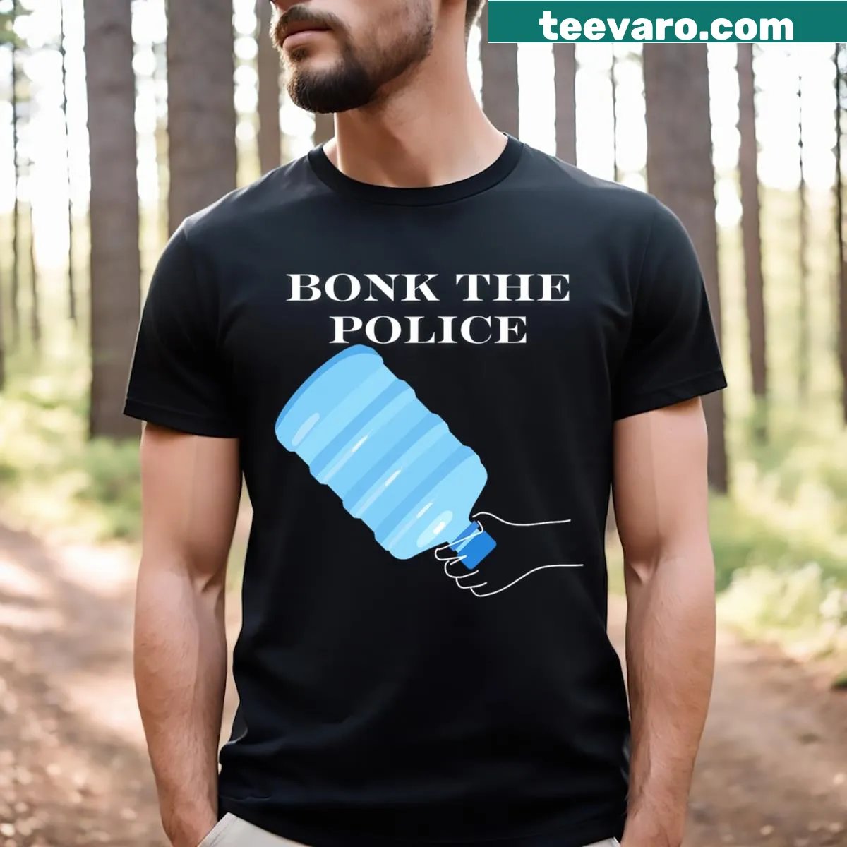 T-shirt with a humorous slogan about the police — on a men's t-shirt