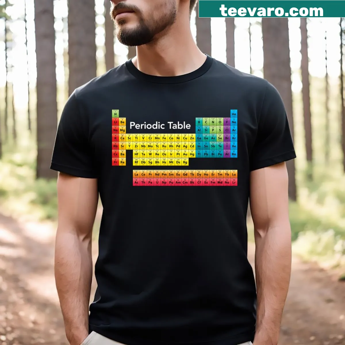 Engaging graphic of the Periodic Table of Elements on a T-shirt — on a men's t-shirt