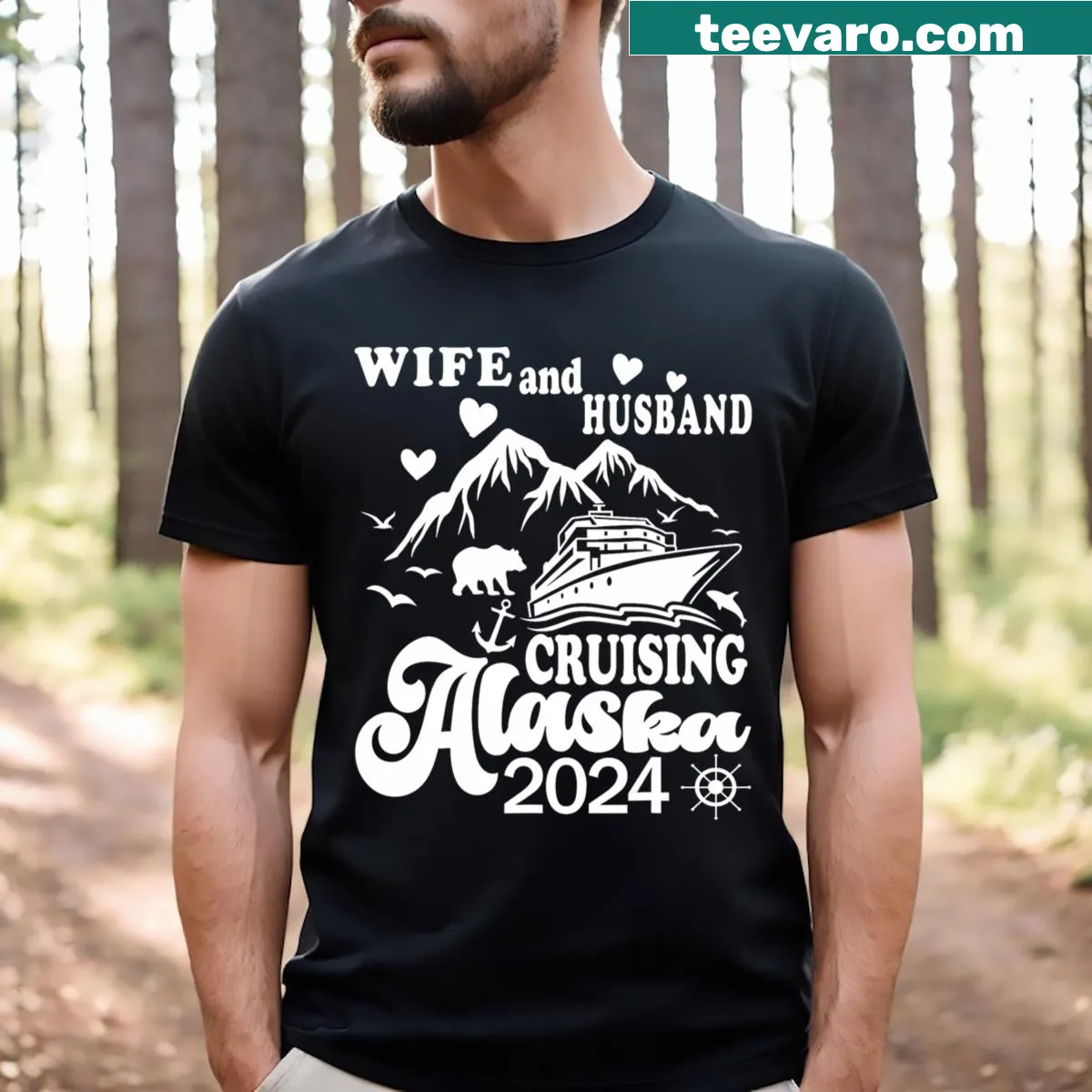 Funny travel T-shirt for husband and wife on cruise — on a men's t-shirt