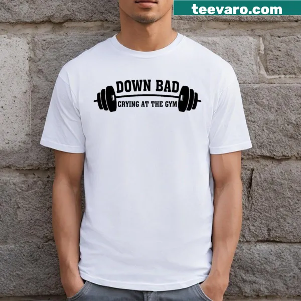 Humorous T-shirt about struggles at the gym with playful text