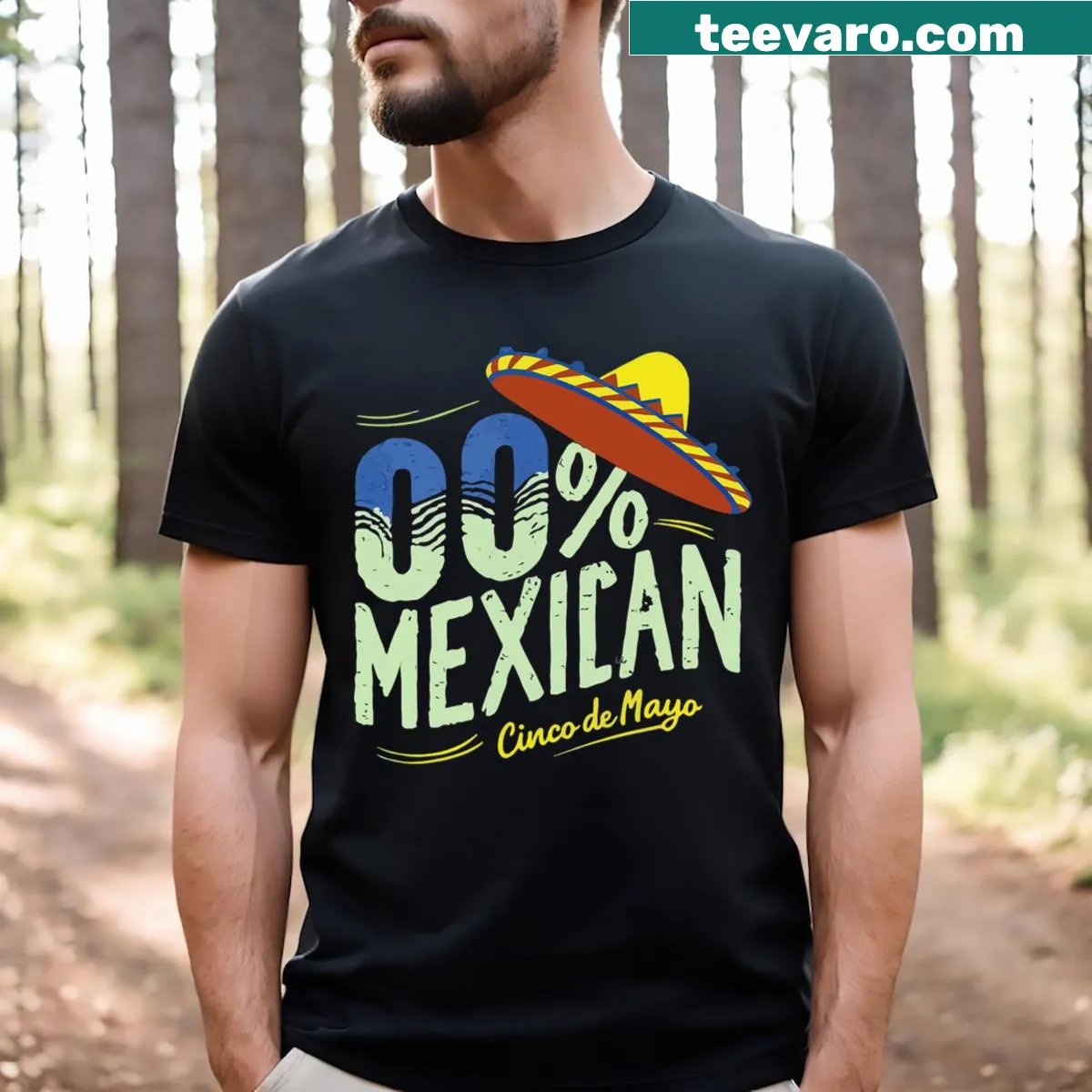 0 Percent Mexican Cinco De Mayo kids T-shirt with playful text — on a men's t-shirt