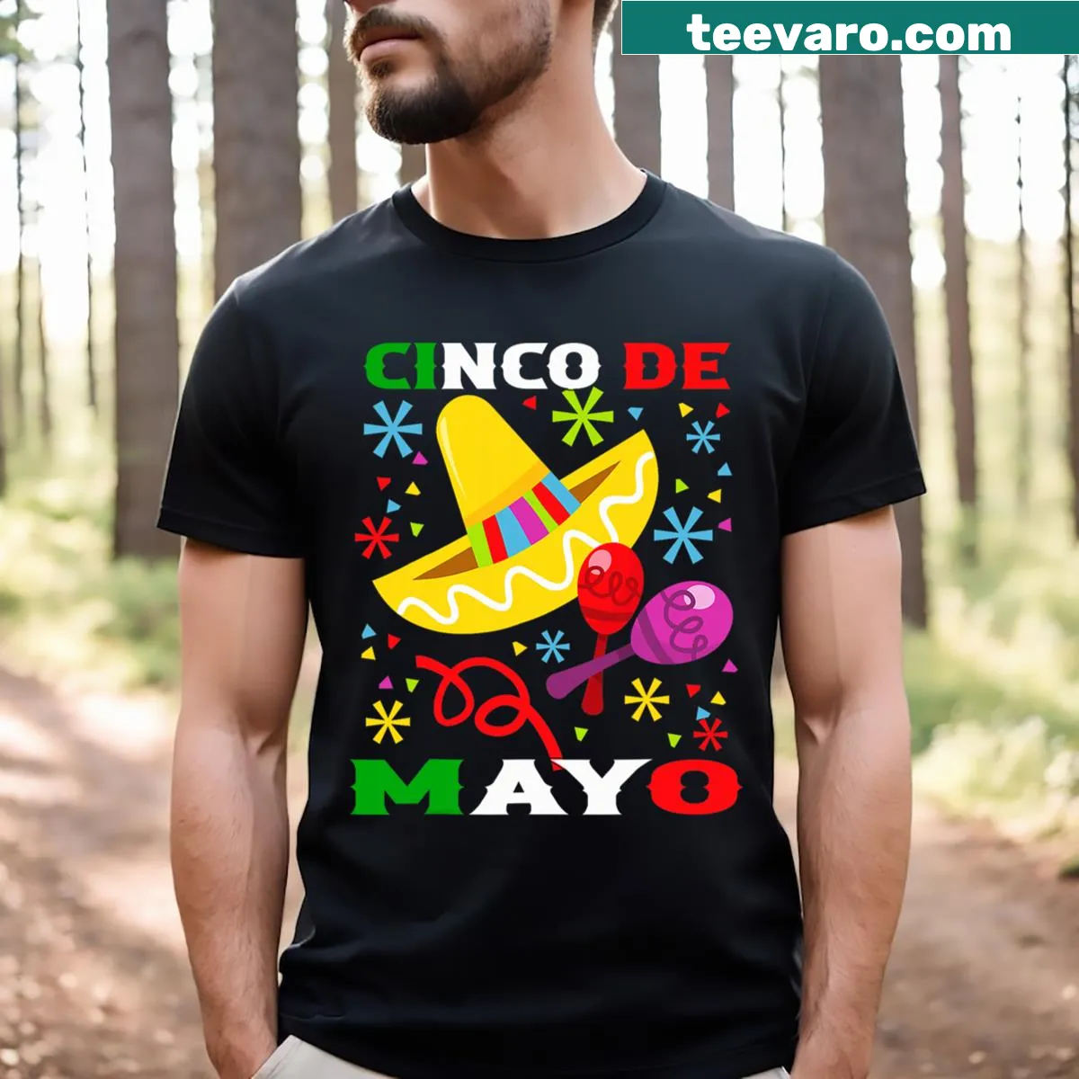 Funny Cinco De Mayo t-shirt celebrating 5 De Mayo with humorous text — on a men's t-shirt