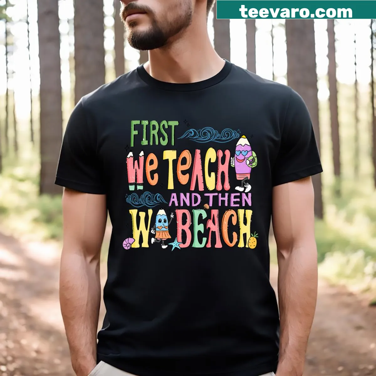 Humorous t-shirt for teachers about summer vacation — on a men's t-shirt