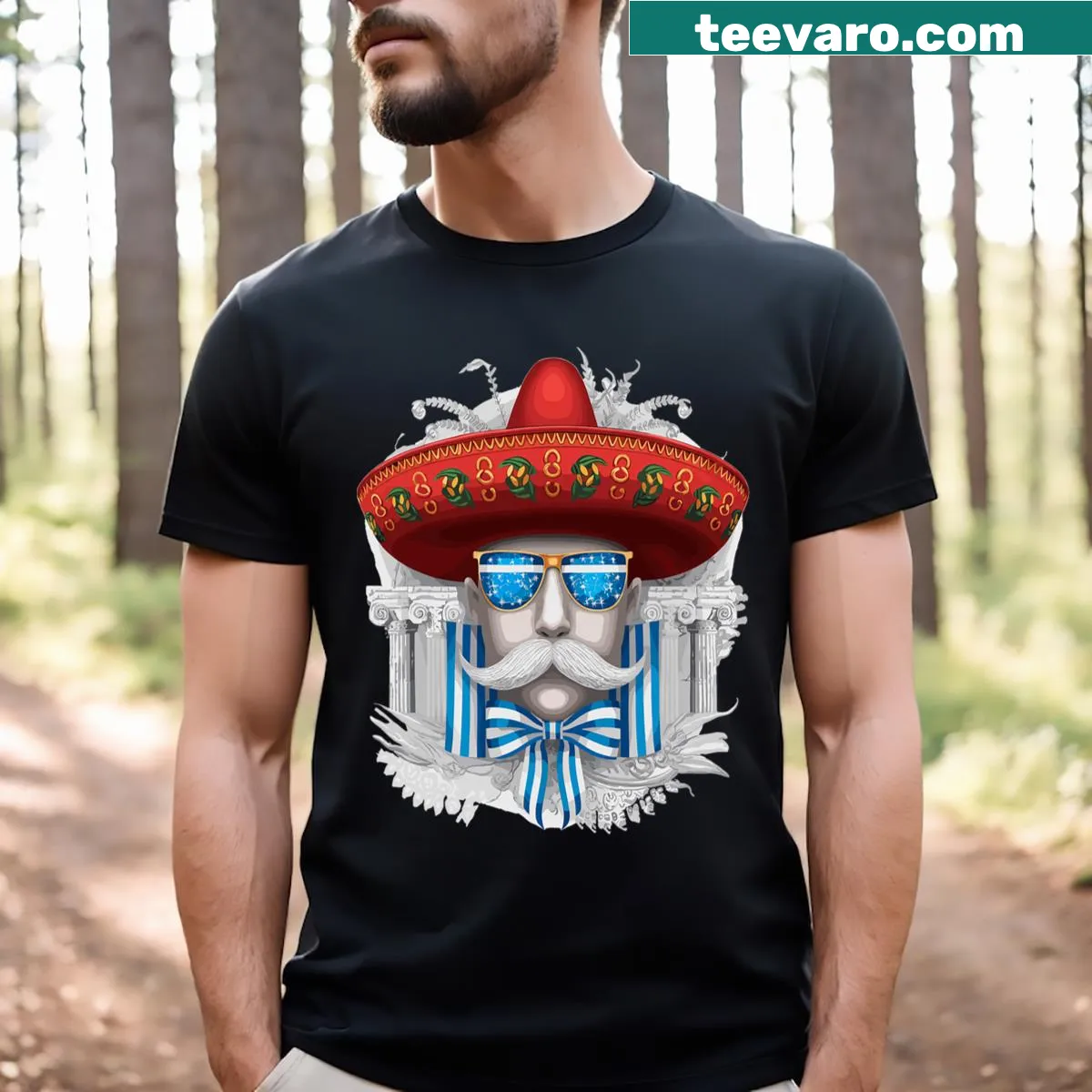 Cute toddler t-shirt with cartoon sunglasses for holidays — on a men's t-shirt